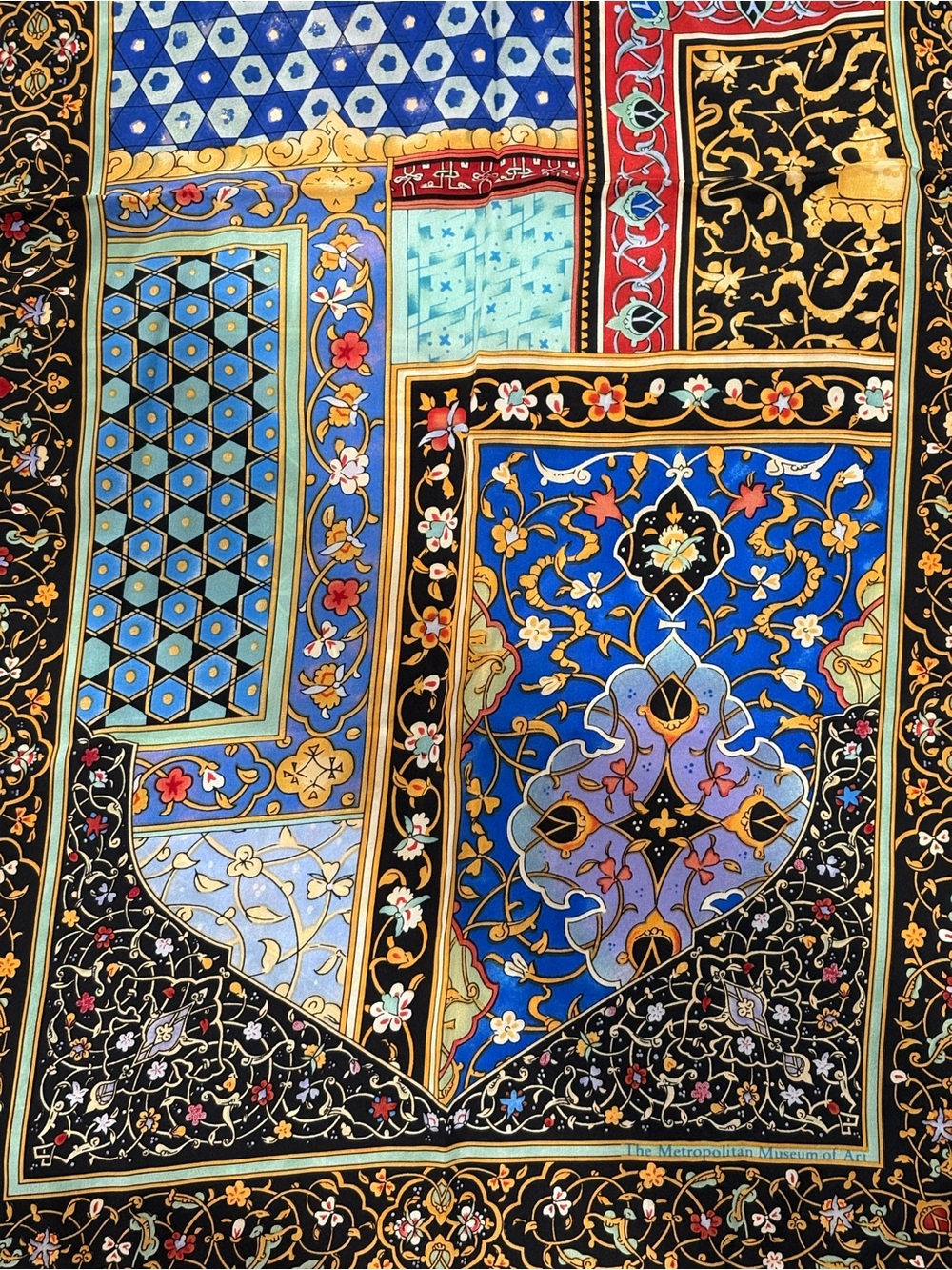 Vintage Metropolitan Museum of Art 100% silk scarf geometric Tezhip Islamic